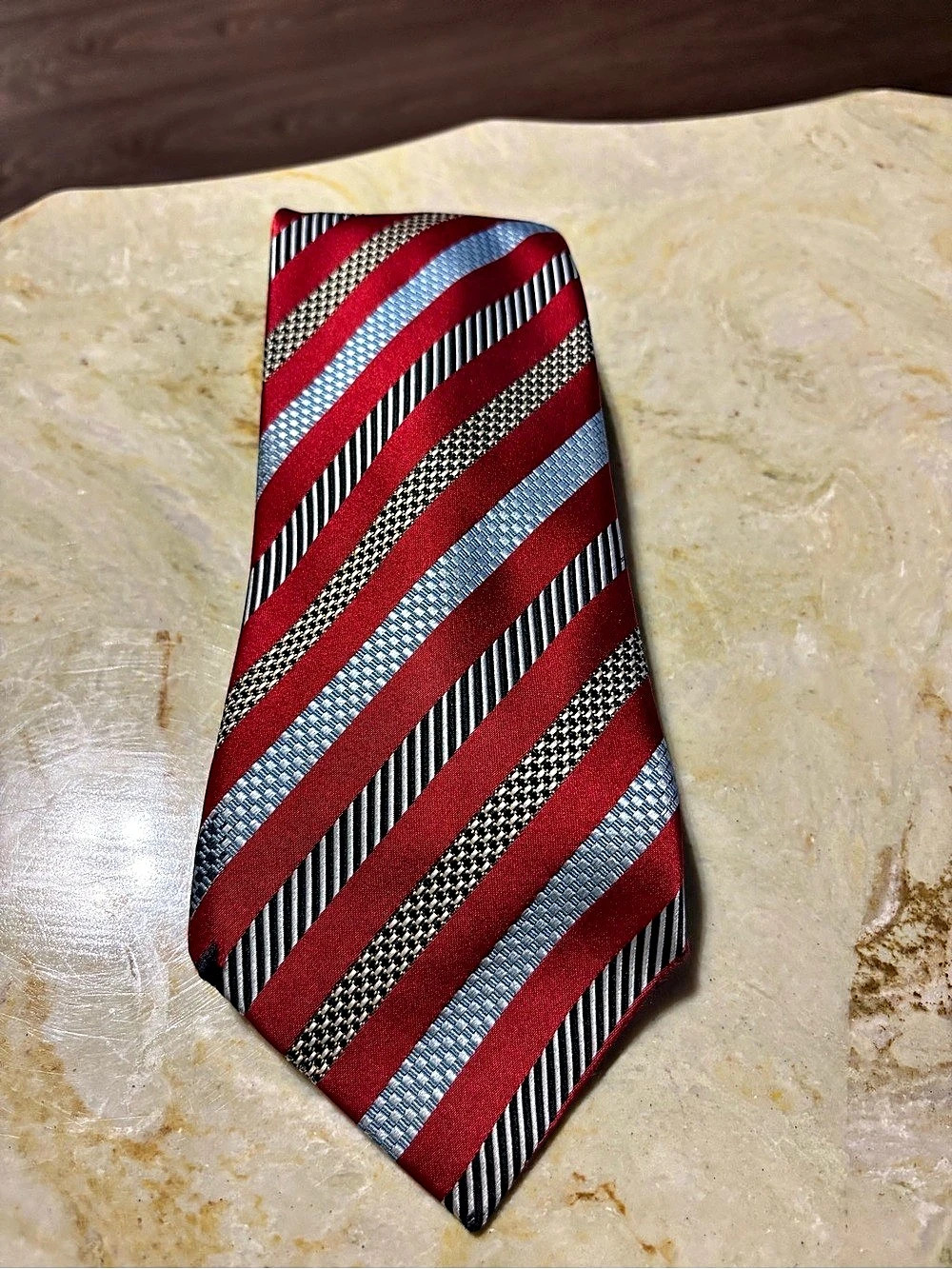 Valentino Striped Silk Tie in Red & Blue Like New